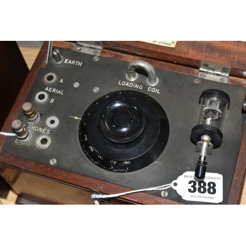 388 - A GECOPHONE CRYSTAL DETECTOR SET No1 RADIO RECEIVER,  built into a BBC branded mahogany wooden case,... 