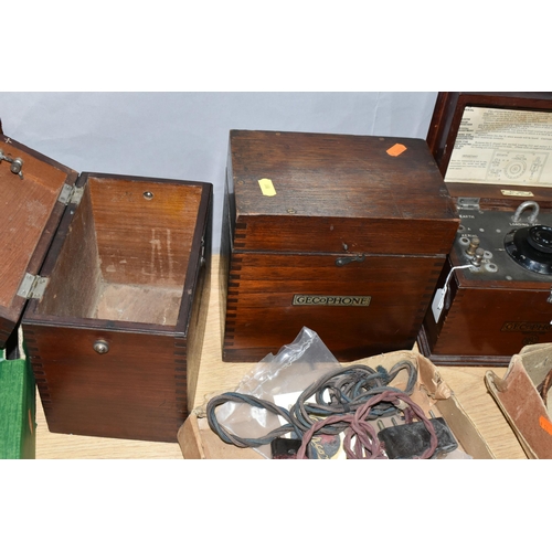 388 - A GECOPHONE CRYSTAL DETECTOR SET No1 RADIO RECEIVER,  built into a BBC branded mahogany wooden case,... 