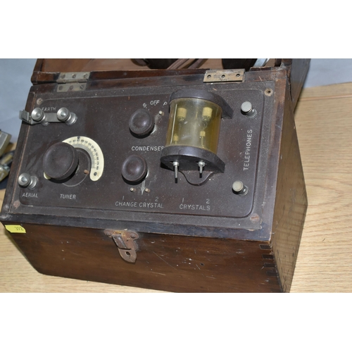 392 - A CASED THE BRITISH THOMSON-HOUSTON CO LTD CRYSTAL RECEIVER WITH BBC DECAL TO THE FRONT, together wi... 