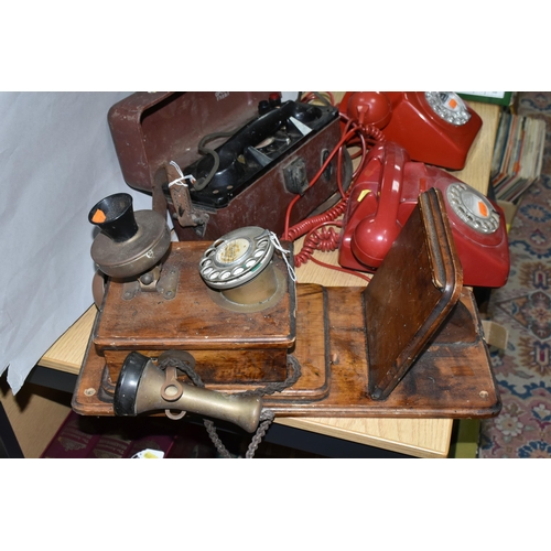 397 - A G.P.O. PORTABLE LINEMANS TELEPHONE, NO.250A, two red coloured G.P.O. model 746 and 8746 telephones... 