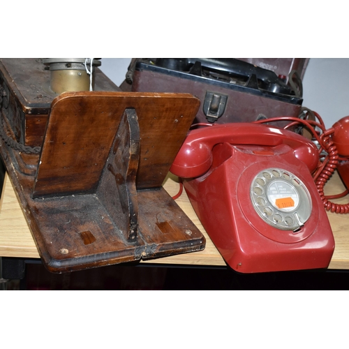 397 - A G.P.O. PORTABLE LINEMANS TELEPHONE, NO.250A, two red coloured G.P.O. model 746 and 8746 telephones... 