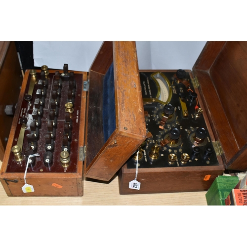 402 - A CASED ELLIOTT BROTHERS 'CENTURY' MAINS TESTING SET, No.4590, with a cased Gallenkamp Resistor Box,... 