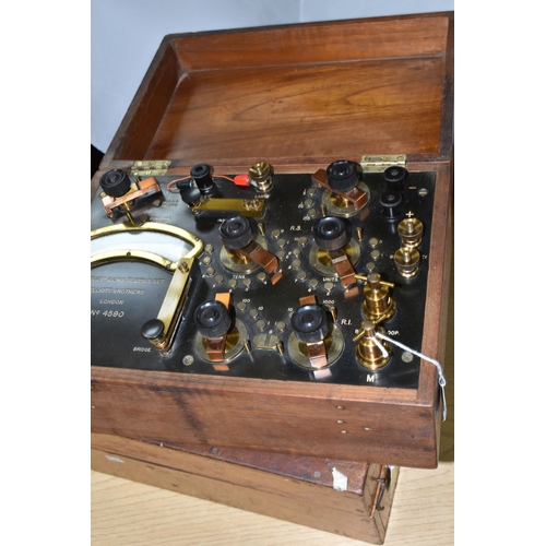 402 - A CASED ELLIOTT BROTHERS 'CENTURY' MAINS TESTING SET, No.4590, with a cased Gallenkamp Resistor Box,... 