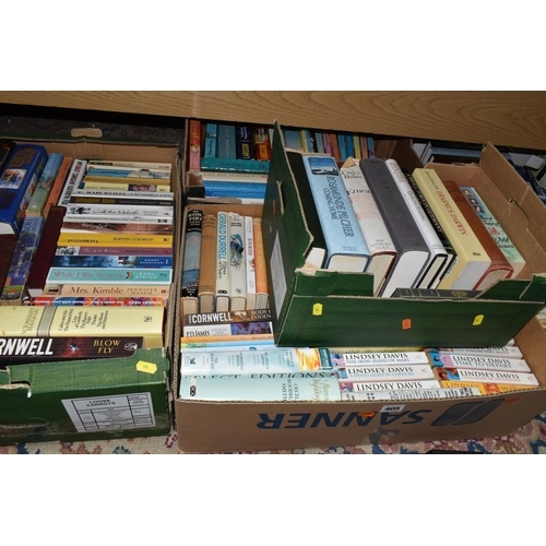 405 - FIVE BOXES OF BOOKS containing over 130 miscellaneous titles in hardback and paperback formats featu... 