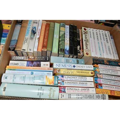 405 - FIVE BOXES OF BOOKS containing over 130 miscellaneous titles in hardback and paperback formats featu... 