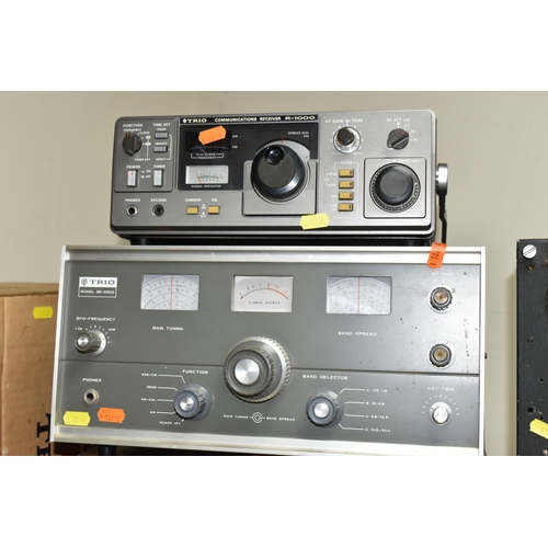 413 - A GROUP OF COMMUNICATION AND ELECTRICAL EQUIPMENT, to include a boxed Trio R-1000 communications rec... 