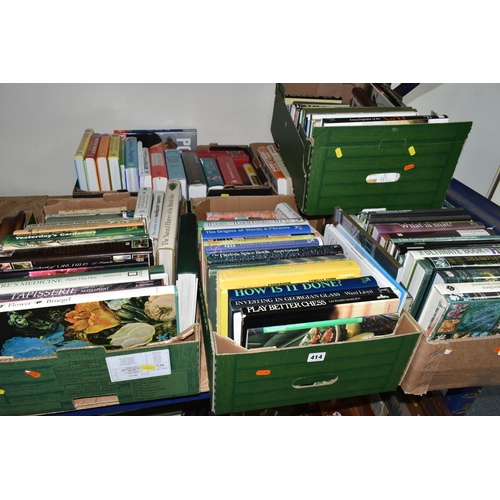 414 - SIX BOXES OF BOOKS containing over 120 miscellaneous titles in hardback and paperback formats and co... 