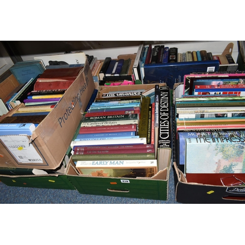 418 - SIX BOXES OF BOOKS containing approximately 160 miscellaneous titles in hardback and paperback forma... 