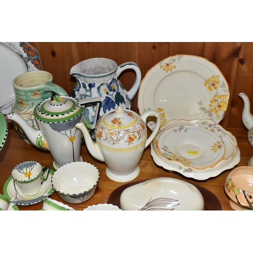 421 - A GROUP OF CERAMICS, to include a fourteen piece Art Deco Burleigh coffee set with matching wash bas... 