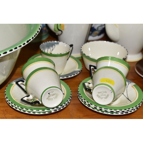 421 - A GROUP OF CERAMICS, to include a fourteen piece Art Deco Burleigh coffee set with matching wash bas... 