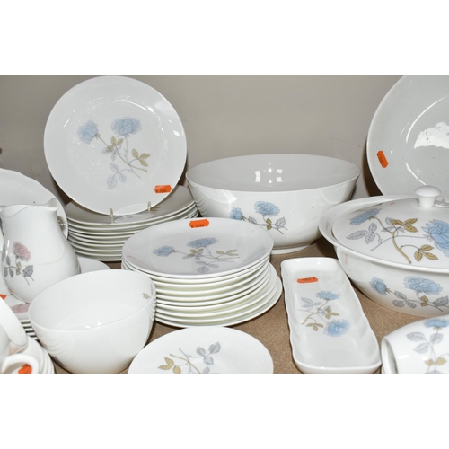 435 - A WEDGWOOD 'ICE ROSE' PART DINNER SERVICE, to include dinner plates, soup bowls, side plates, starte... 