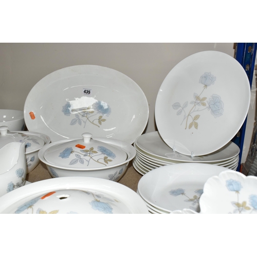 435 - A WEDGWOOD 'ICE ROSE' PART DINNER SERVICE, to include dinner plates, soup bowls, side plates, starte... 