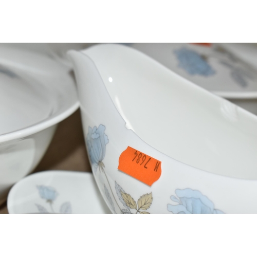 435 - A WEDGWOOD 'ICE ROSE' PART DINNER SERVICE, to include dinner plates, soup bowls, side plates, starte... 