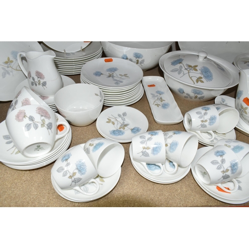 435 - A WEDGWOOD 'ICE ROSE' PART DINNER SERVICE, to include dinner plates, soup bowls, side plates, starte... 