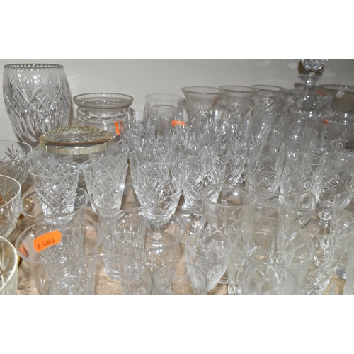 436 - A SELECTION OF CUT GLASS WARES ETC, to include six Stuart port glasses, six small cocktail style gla... 