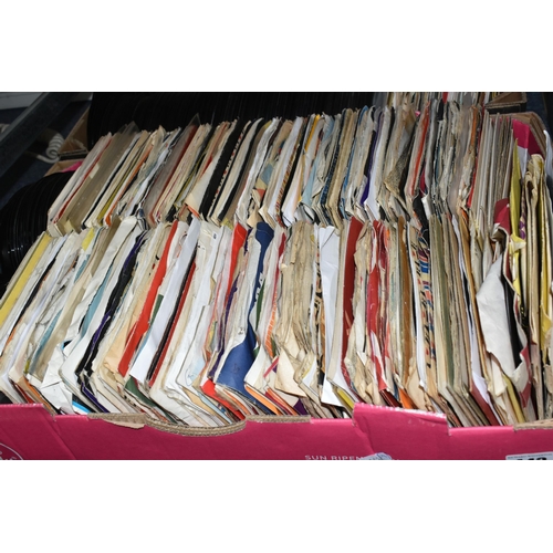 442 - TWO BOXES CONTAINING SEVERAL HUNDRED 7 INCH SINGLES 1960s to 1980s, artists include Status Quo, Dean... 