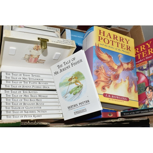 445 - ONE BOX OF BOOKS comprising five Harry Potter books, Philosophers Stone, (paperback) Goblet of Fire,... 