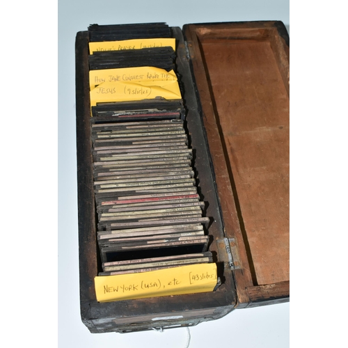 451 - ONE BOX OF MAGIC LANTERN SLIDES comprising forty-three colour plates of New York, USA, seven colour ... 