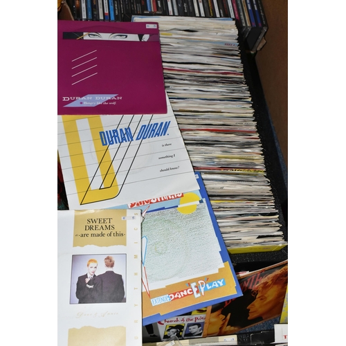 456 - A CASE OF SINGLES AND A BOX OF CDS, to include just under two hundred singles by artists including P... 