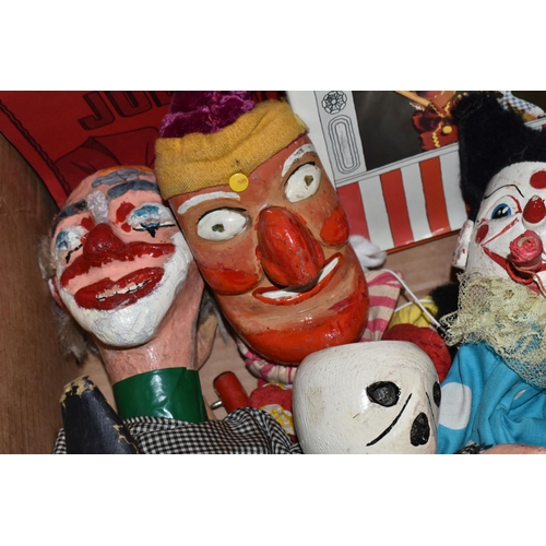 457 - A BOX OF PUNCH AND JUDY AND OTHER PUPPETS, to include two Punch puppets, Judy, Policeman, Hangman, W... 