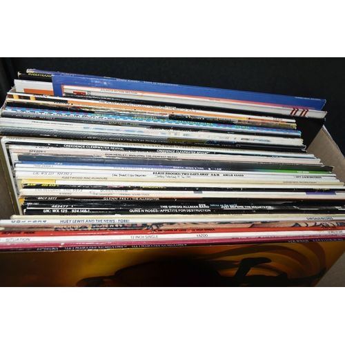 470 - TWO BOXES OF RECORDS, approximately one hundred LPs by artists to include Fleetwood Mac, Aerosmith, ... 