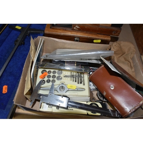 472 - A SMALL COLLECTION OF ENGINEERS TOOLS ETC, to include a Diprofil finishing machine, an RS fixed volt... 