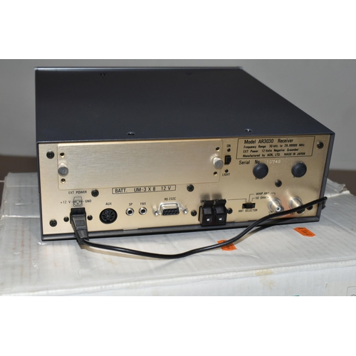 474 - AN AOR AR3030 RADIO RECEIVER WITH POWER SUPPLY AND BOX, untested but powers up when switched on