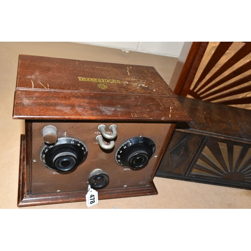 478 - A GECOPHONE B.C. 3000 WIRELESS RADIO RECEIVER IN MAHOGANY CASE, together with an Amplion speaker in ... 