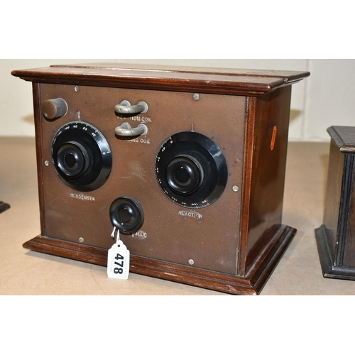 478 - A GECOPHONE B.C. 3000 WIRELESS RADIO RECEIVER IN MAHOGANY CASE, together with an Amplion speaker in ... 