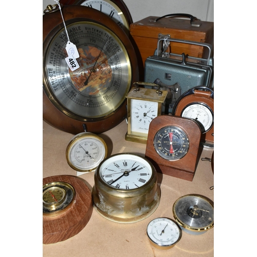 482 - CLOCKS, THERMOMETERS AND BAROMETERS, to include a Henry Martens Toulet Super Pigeon racing clock, To... 