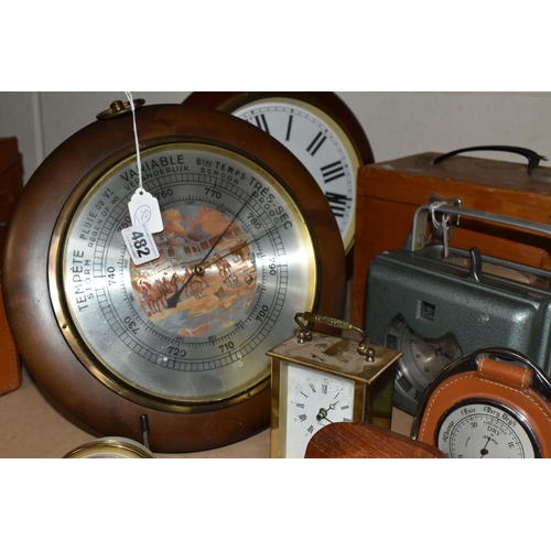 482 - CLOCKS, THERMOMETERS AND BAROMETERS, to include a Henry Martens Toulet Super Pigeon racing clock, To... 