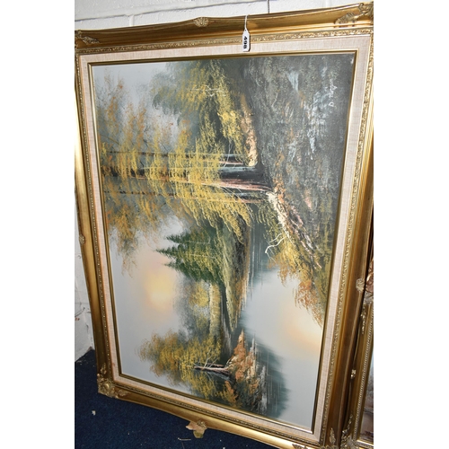 498 - EIGHT LATE 20TH CENTURY LANDSCAPE AND STILL LIFE OIL PAINTINGS, to include two large river landscape... 