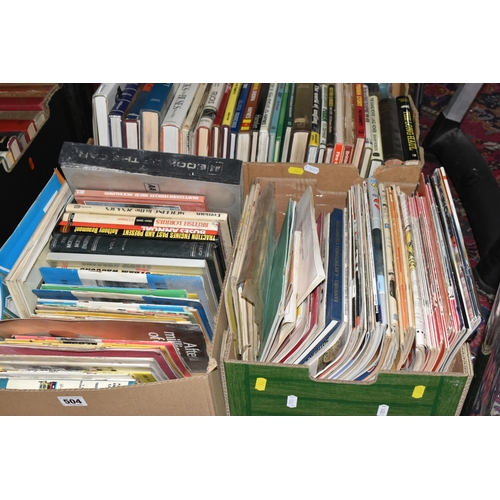 504 - TWO BOXES OF BOOKS & MAGAZINES containing a miscellaneous collection of titles in mostly hardback fo... 