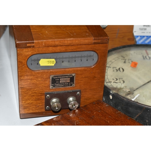 510 - FIVE PRESSURE GAUGE INSTRUMENTS, comprising a 1951 fixed frequency vibration galvanometer No.85761, ... 