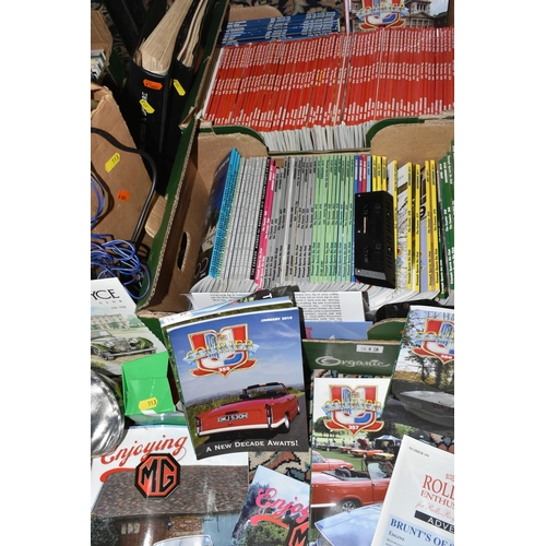 513 - THREE BOXES & LOOSE MOTORING EPHEMERA to include a large quantity of The Courier, Triumph and Rover ... 