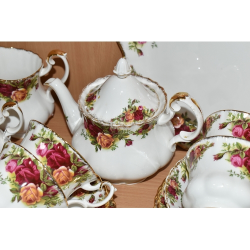 346 - A TWENTY SIX PIECE ROYAL ALBERT 'OLD COUNTRY ROSES' TEA SET, comprising a small teapot (spout chippe... 