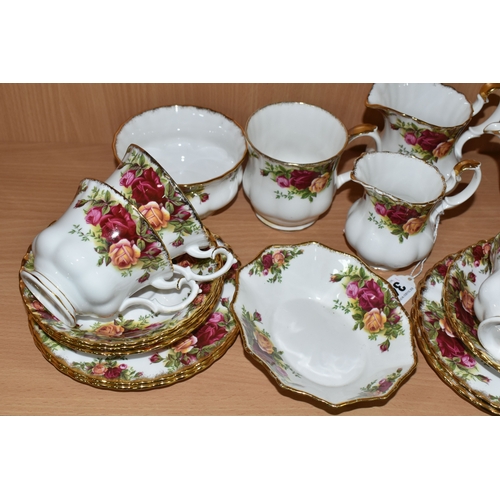 346 - A TWENTY SIX PIECE ROYAL ALBERT 'OLD COUNTRY ROSES' TEA SET, comprising a small teapot (spout chippe... 