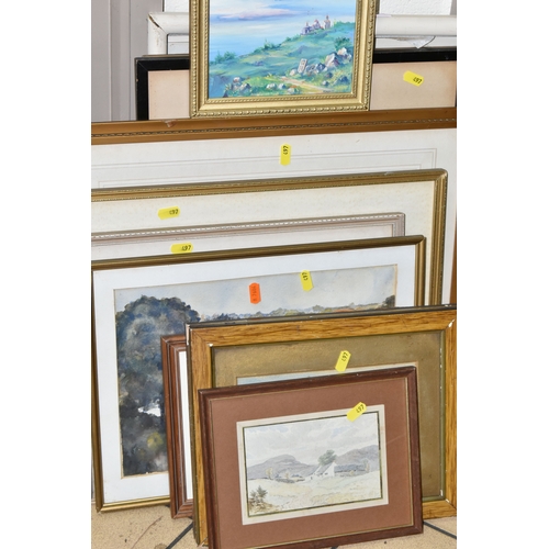 497 - A SMALL QUANTITY OF PAINTINGS AND PRINTS ETC, to include four Margarita Dorrity oils and watercolour... 