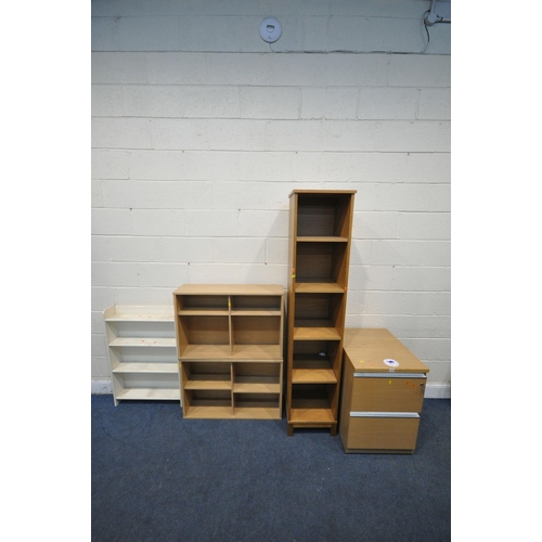 1310 - FOUR PIECES OF OAK EFFECT FURNITURE, to include a two drawer filing cabinet, width 49cm x depth 65cm... 