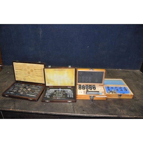 1081 - TWO TAP AND DIE SETS AND TWO SETS OF MANDRILLS metric and BA along with a metric/whitworth thread ga... 