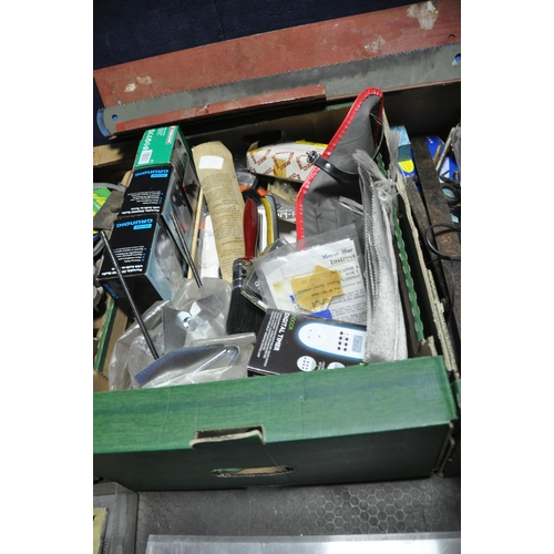 1135 - FOUR TRAYS CONTAINING TOOLS, ACCESSORIES, ELECTRICAL SWITCHES ETC including needle files, Three MEM ... 