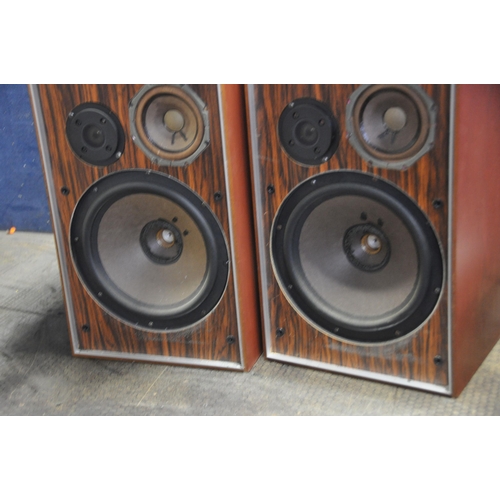 1140 - A PAIR OF VINTAGE EKCO TYPE 5768 HI FI SPEAKERS in rosewood effect cabinets (working but dust covers... 