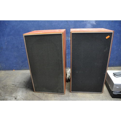 1140 - A PAIR OF VINTAGE EKCO TYPE 5768 HI FI SPEAKERS in rosewood effect cabinets (working but dust covers... 