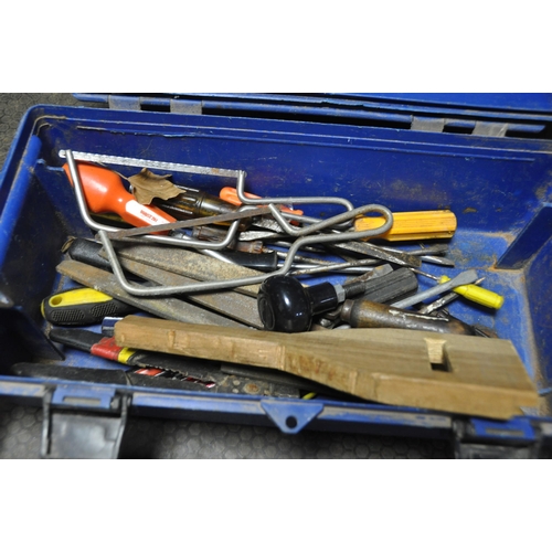 1141 - A TOOLBOX AND TWO  TRAYS CONTAINING AUTOMOTIVE TOOLS including spanners, sockets by Draper, Britool,... 