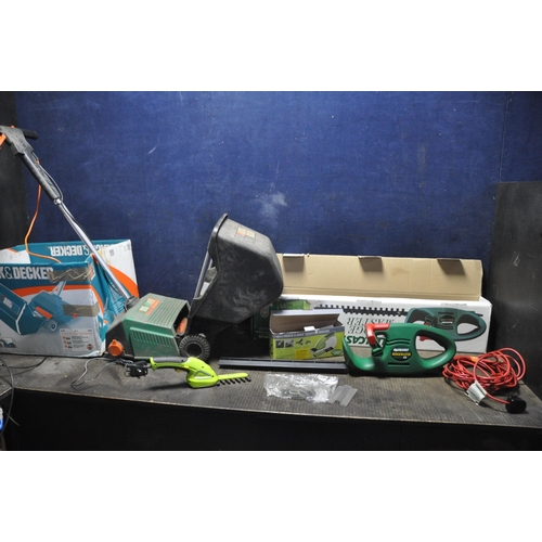 1153 - A BLACK AND DECKER GD200 LAWN AERATOR with box and collection box, a Qualcast Hedge Master in box an... 