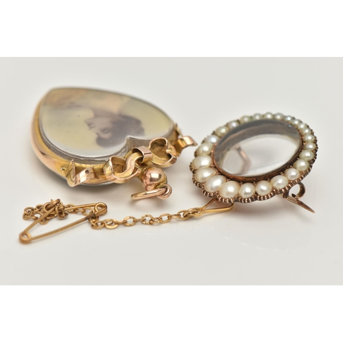 11 - TWO EARLY 20TH CENTURY JEWELLERY ITEMS, the first a heart form double sided photo pendant, with addi... 