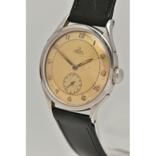 46 - A GENTS 'OMEGA' WRISTWATCH, automatic movement, gold tone dial signed 'Omega Automatic', Arabic nume... 