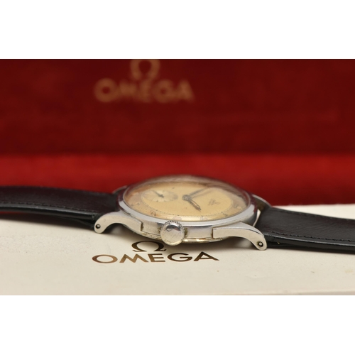 46 - A GENTS 'OMEGA' WRISTWATCH, automatic movement, gold tone dial signed 'Omega Automatic', Arabic nume... 