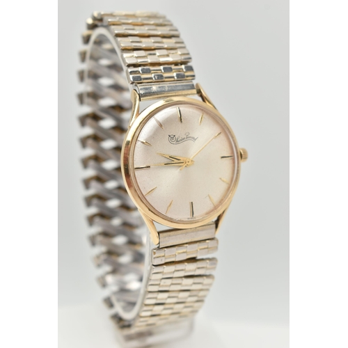 50 - A GENTLEMAN'S WRISTWATCH, the circular face with gold coloured baton hour markers and hands, face st... 