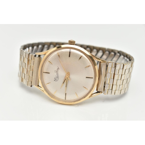 50 - A GENTLEMAN'S WRISTWATCH, the circular face with gold coloured baton hour markers and hands, face st... 